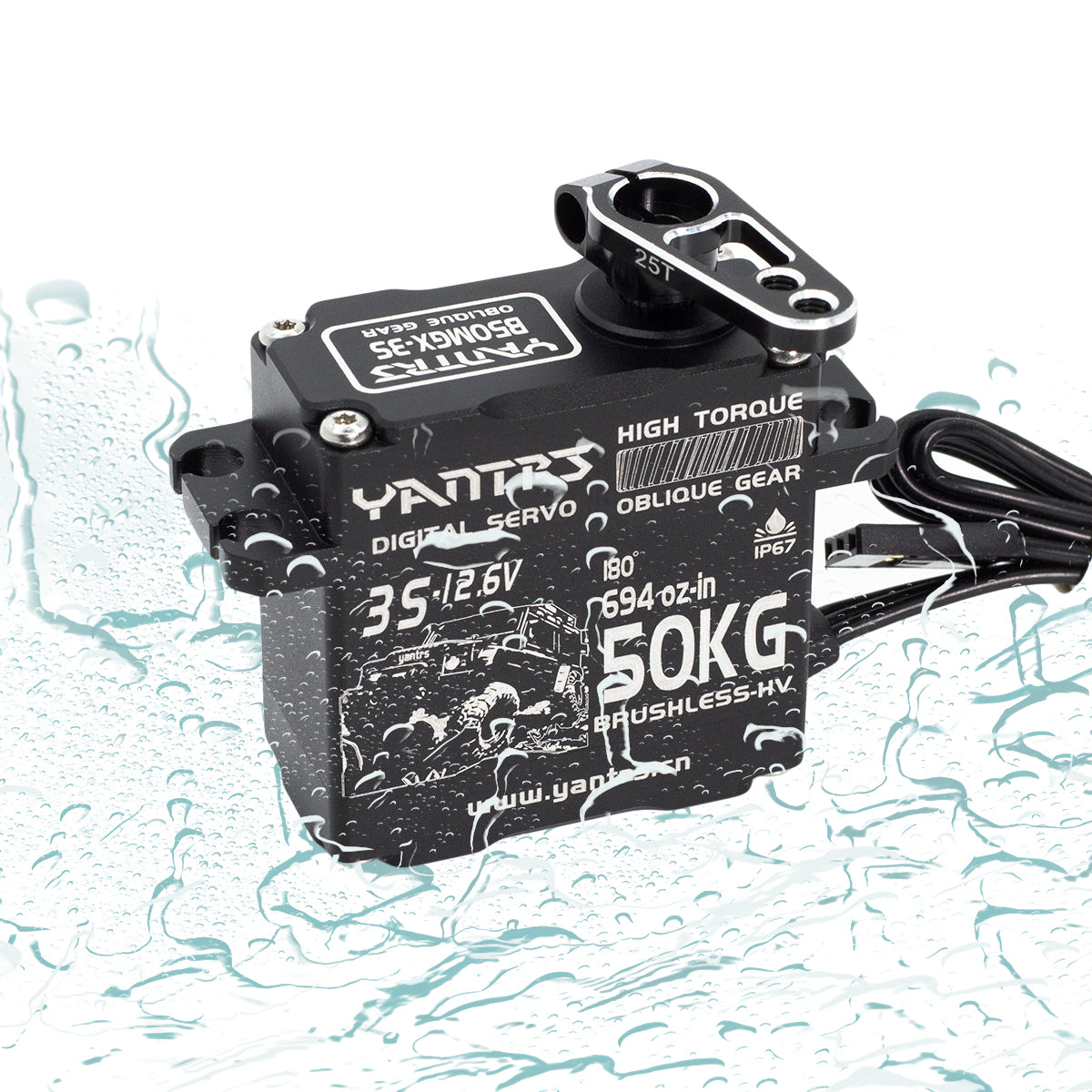 YANTRS 50KG 3S 12.6V helical High pressure Waterproof Brushless Servo For Rc Car 1/5 1/8 1/10 Crawler Buggy(Control Angle 180°)