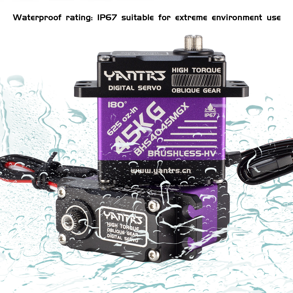 YANTRS 45KG Brushless High Speed Metal Gear Direct Drive Waterproof Servo For Rc Car 1/8 Crawler Buggy (Control Angle 180°)