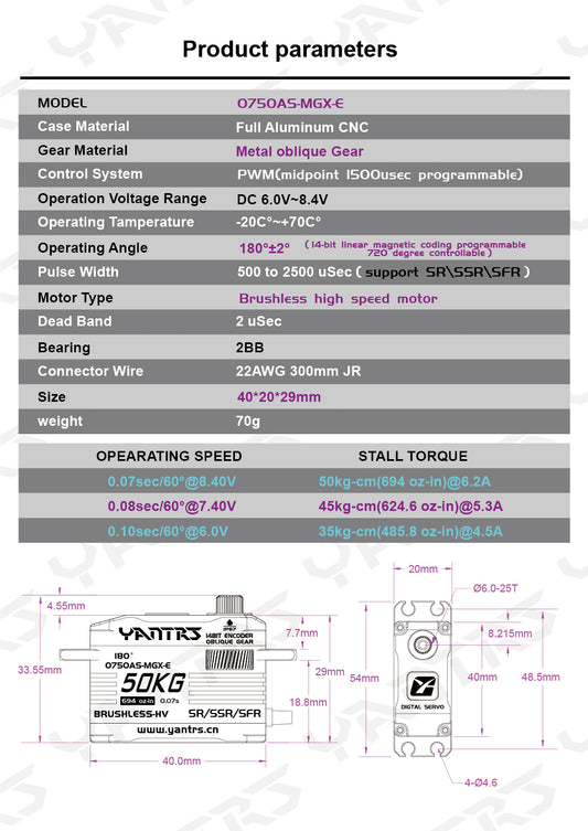 YANTRS Helical 1:8/1:10/RC Climbing car Racing car high-torque waterproof brushless servo