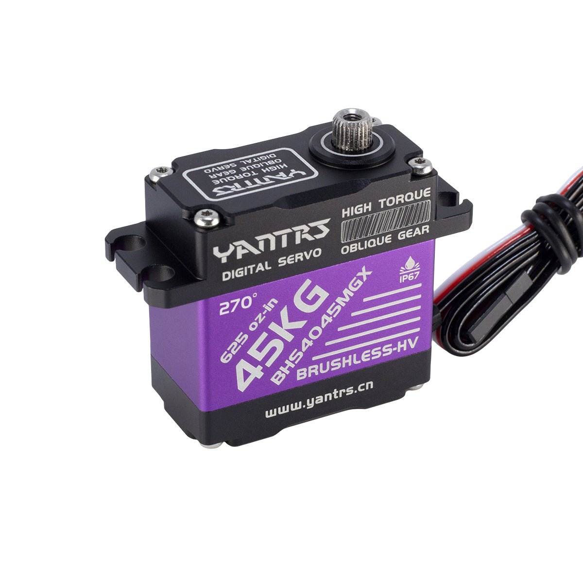 YANTRS 45KG Brushless High Torque RC Servo，Waterproof servo Compatible with 1/6，1/8, 1/10, 1/12 RC Car, Full Metal Gear Steering Servo with 25T Servo Horn (Control Angle 360°)