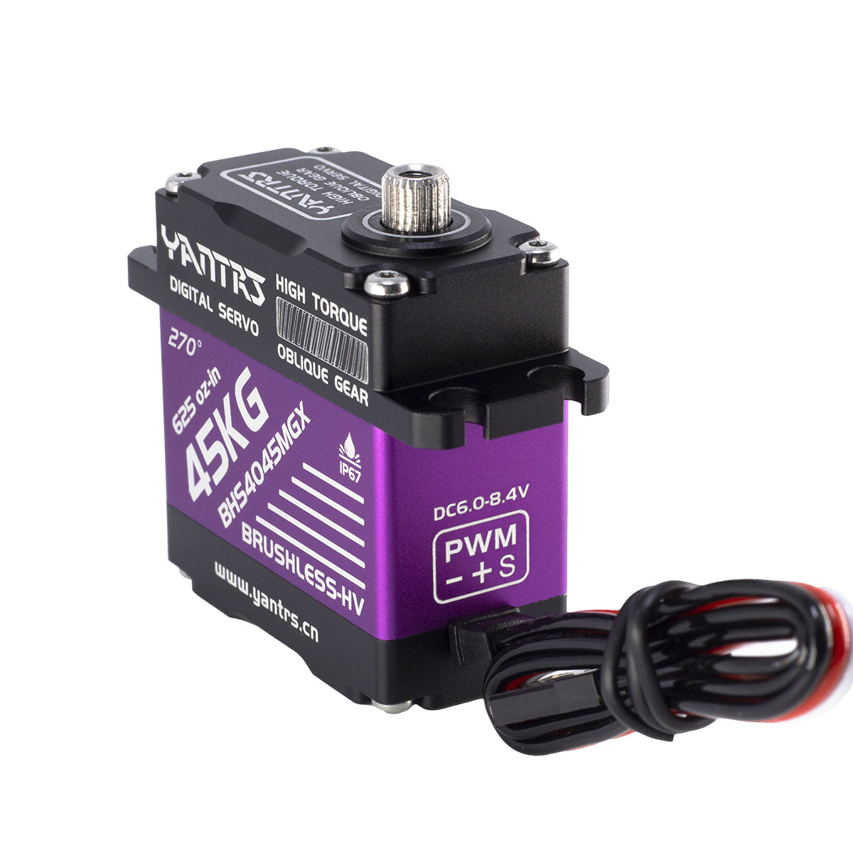 YANTRS 45KG Brushless High Torque RC Servo，Waterproof servo Compatible with 1/6，1/8, 1/10, 1/12 RC Car, Full Metal Gear Steering Servo with 25T Servo Horn (Control Angle 360°)