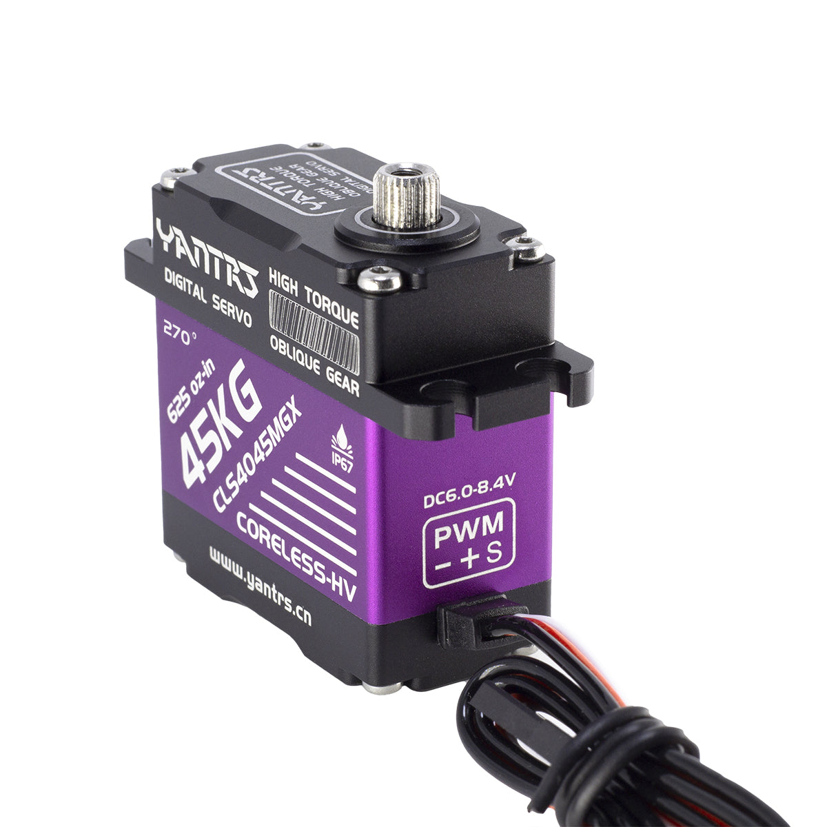 YANTRS 45Kg Coreless Servo High Torque Metal Gear Standard Digital Servo 45KG/0.10S 8.4V for 1/8 1/10 RC Cars (Control Angle 360°)