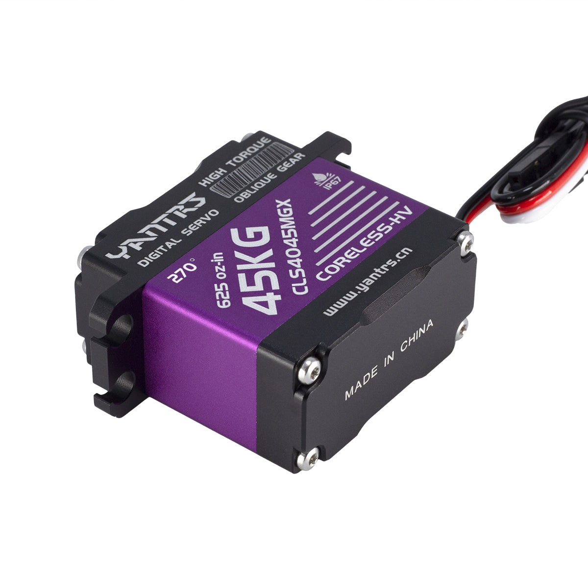 YANTRS 45Kg Coreless Servo High Torque Metal Gear Standard Digital Servo 45KG/0.10S 8.4V for 1/8 1/10 RC Cars (Control Angle 360°)