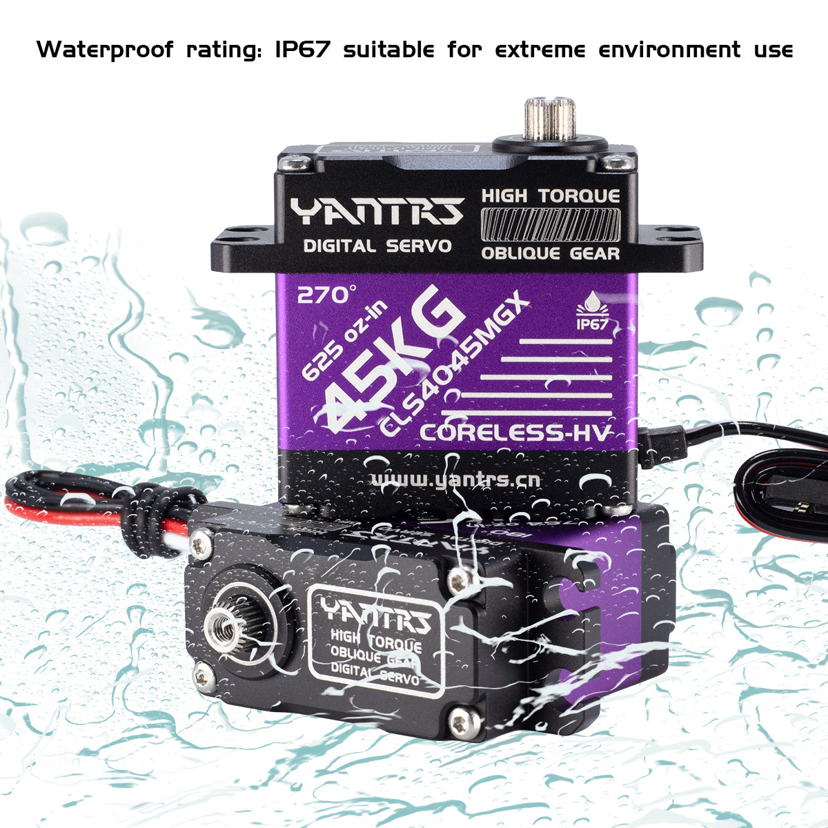 YANTRS 45Kg Coreless Servo Motor HV 8.4V, High Torque RC Digital Servo，Full Waterproof Servo, Stainless Steel Gear Servo with 25T Servo Horn (Control Angle 270°)